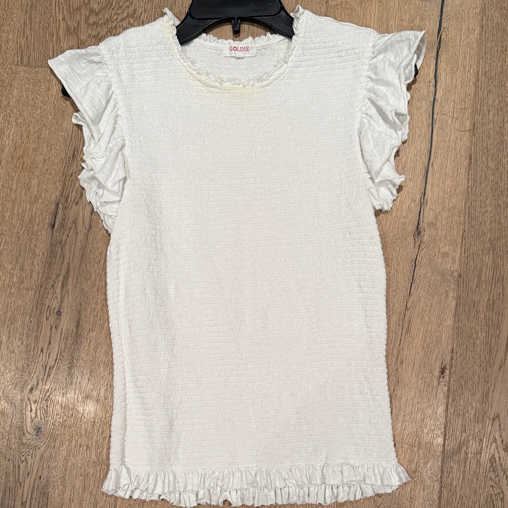 Goldie Ivory Textured Ruffle Sleeve Blouse